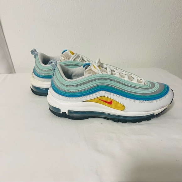 Nike Mens US Size 7 Air Max 97 DQ7644-100 Spring Floral Running White Blue Green - Picture 1 of 7